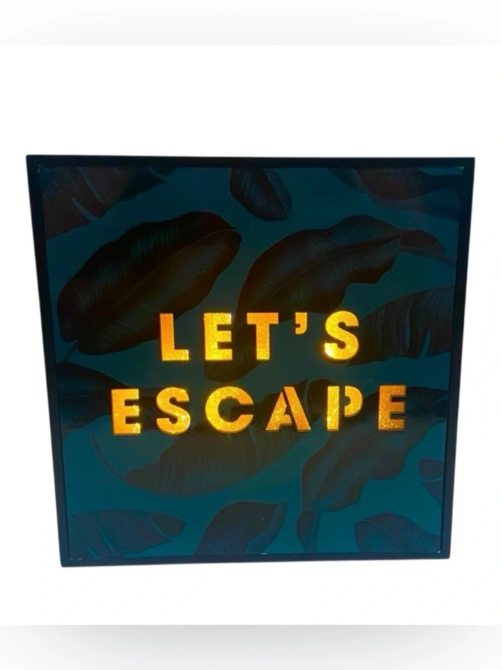 Let’s Escape Light Up Sign Tropical Illuminated Travel Art Turns On/Off